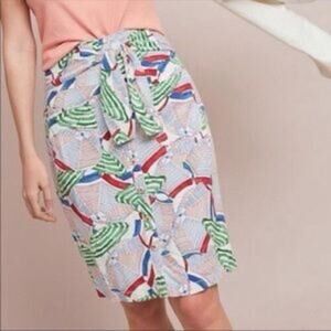 Anthropologie Polka Dot Floral Pencil Skirt | Feminine Chic Size 0